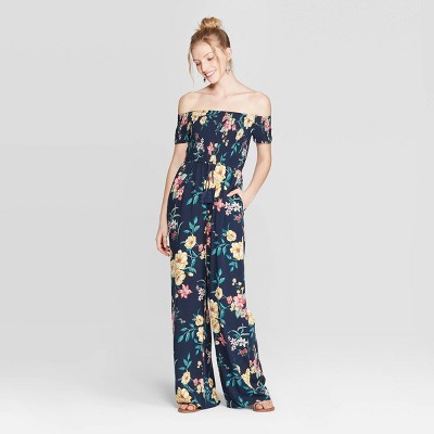 women's smocked jumpsuit