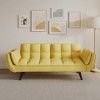 74'' Velvet 2-Seater Sofa with 2 Armrests, Adjustable Backrest, Plastic Legs and Convertible Bed - 4 of 4