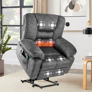 Velvet Power Lift Recliner Chair with Massage & Heating, Power Lift Assistance and Enlarged & Widened Seat - 1 of 4