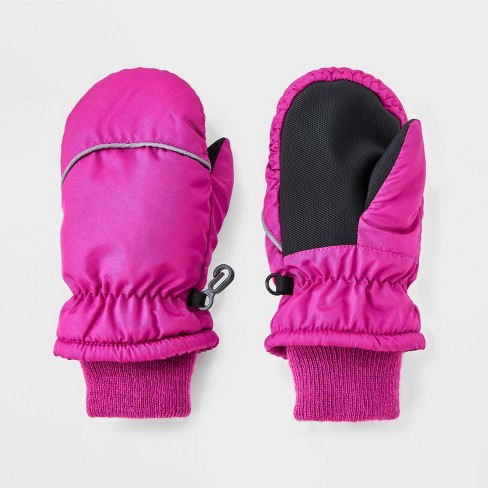 Baby Girls' Snowplay Mittens - Cat & Jack™ Magenta 12-24M - image 1 of 3