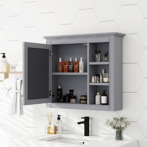 NicBex 30" Medicine Cabinet with Mirror,Wall Mounted Bathroom Storage Cabinet,Wall Cabinet with 3 Open Shelves,Over the Toilet Storage Cabinet - 1 of 4