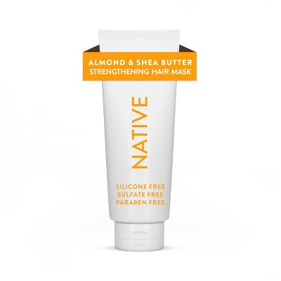 Native Vegan Hair Deep Conditioner Strengthening Hair Mask with Almond & Shea Butter, Clean, Sulfate, Paraben and Silicone Free  - 6 fl oz