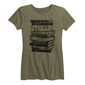 Women's - Instant Message - Stacked Books Short Sleeve Graphic T-Shirt - 1 of 4