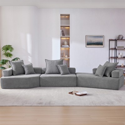 1/2/3/4pcs Oversized Modular Sectional Sofa, Boucle Convertible Floor Sofa Couch Set 4B -ModernLuxe