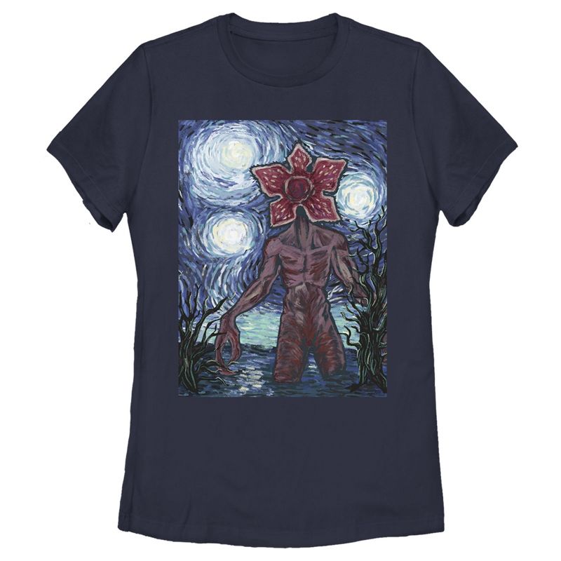 Women's Stranger Things Demogorgon Starry Night Style Poster T-Shirt, 1 of 5