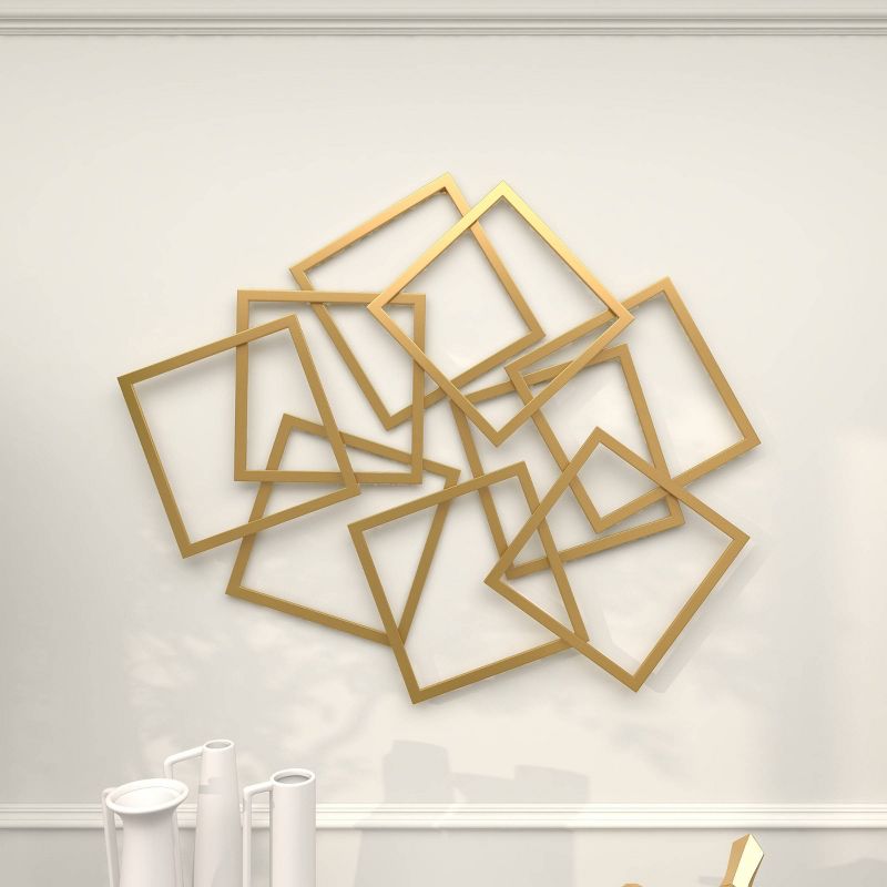 Metal Geometric Overlapping Square Wall Decor Gold - CosmoLiving by Cosmopolitan, 4 of 18