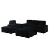 Corduroy L-Shaped Sectional Sofas Single Recliner with Cup-Holding Grooves, Deep Seat, and Storage Options - 4 of 4
