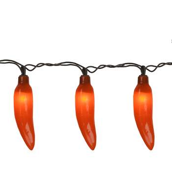 Northlight 35-Count Orange Chili Pepper Patio String Light Set, 22.5ft Brown Wire