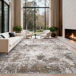 Area Rugs for Living Room Bedroom Modern Abstract Machine Washable Rug Soft Low Pile Non Slip Rug - 1 of 4