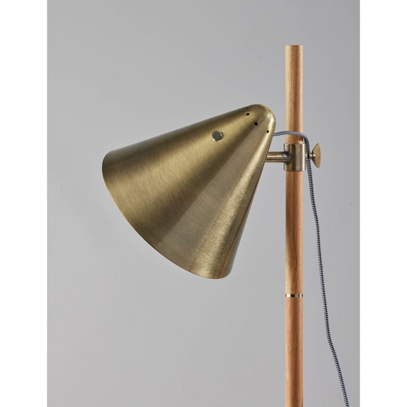 Bryn Floor Lamp Natural Rubberwood Antique Brass - Adesso, 6 of 10