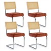 Set of 4 Kylie 20.5" Wider Tufted Seat Upholstered Fabric Chairs with Chrome Legs And Mesh Backrest Cane Rattan Dining Chairs - Maison Boucle - 2 of 4