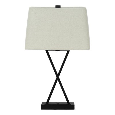 Monarch Specialties Lighting 25inchH Table Lamp Usb Port Included Black Metal Beige Shade Transitional