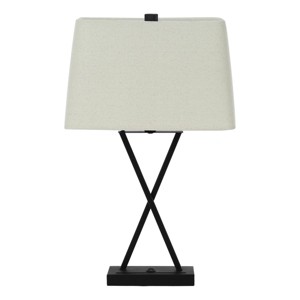 Monarch Specialties Lighting 25inchH Table Lamp Usb Port Included Black Metal Beige Shade Transitional - 1 of 4