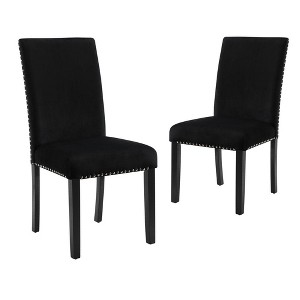 New Classic Furniture, Furniture 37.75" Velvet & Wood Dining Chair in Black (Set of 2) - 1 of 1
