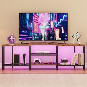 TV Stand with 4 Open Storage Shelves, Corner Entertainment Center with Power Outlet - 1 of 4