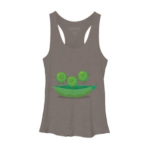 Women's Design By Humans Cute jumping peas in pod cartoon illustration By thefrogfactory Racerback Tank Top - 1 of 3