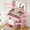 Vanity Desk with Mirror and Lights, Makeup Vanity with Power Outlet & Cushioned Stool - 2 of 4