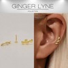 Heart Crawler Flat Back Earrings for Cartilage Helix Tragus Lobe Gold over Sterling Silver Studs Pair by Ginger Lyne - 2 of 4