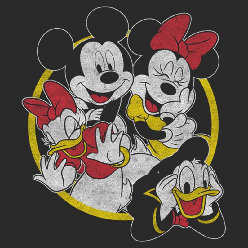 Junior's Mickey & Friends Distressed Group Friends Circle Sweatshirt, 2 of 3