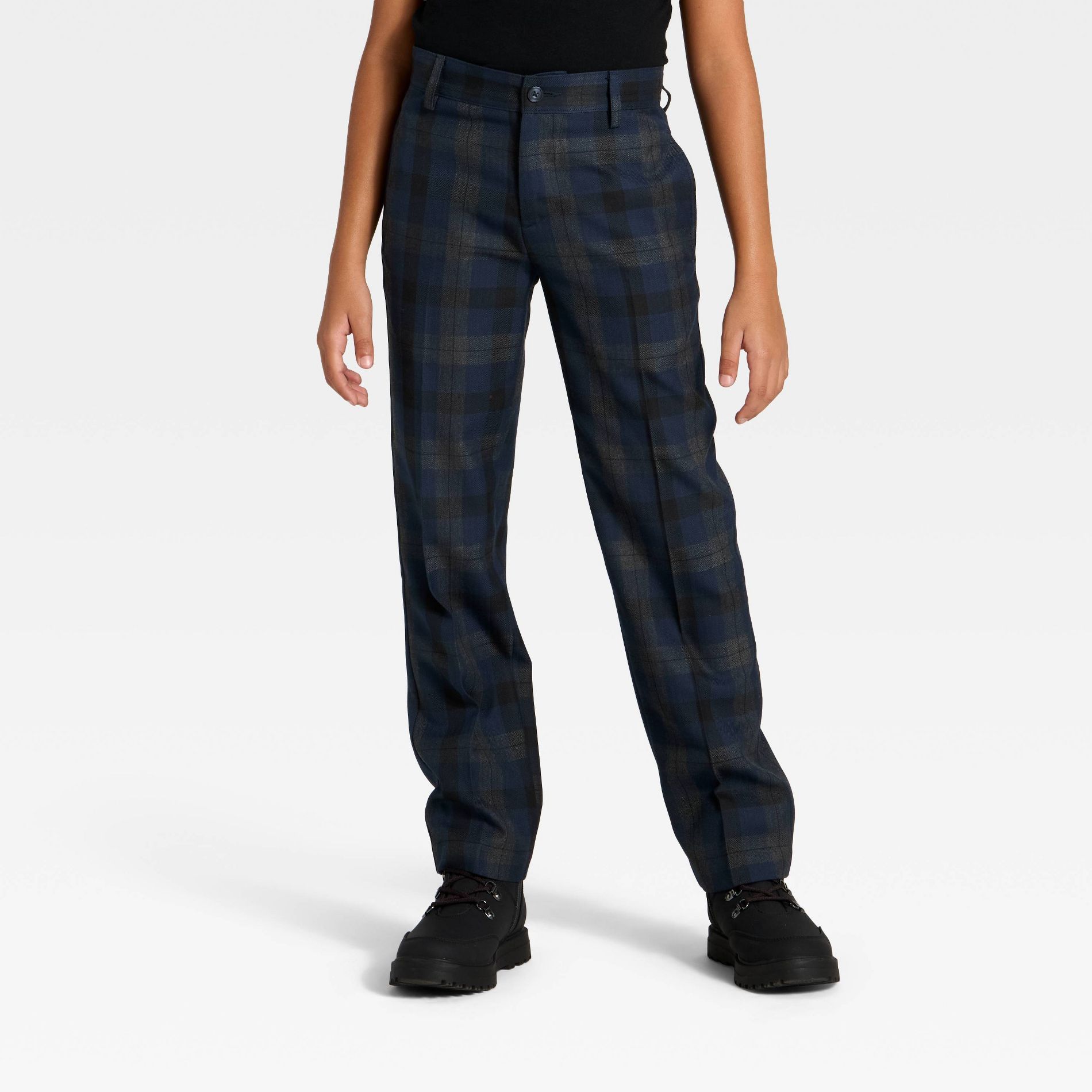 Boys' Holiday Plaid Pants - Cat & Jack™ Navy Blue