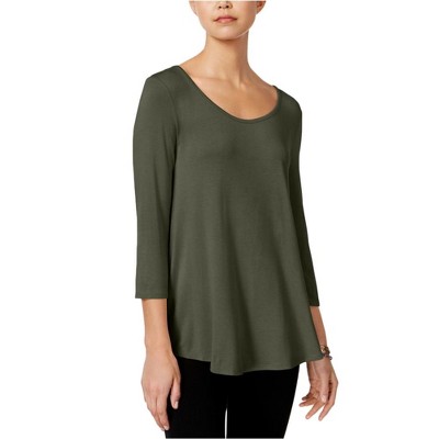 Hippie Rose Womens Lace-Up Basic T-Shirt, Green, Large