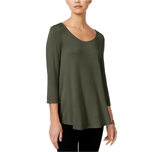 Hippie Rose Womens Lace-Up Basic T-Shirt, Green, Large - 1 of 1