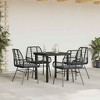 vidaXL 5 Piece Patio Dining Set with Cushions - Black Poly Rattan and Tempered Glass Table for Garden/Backyard/Outdoor Space - 3 of 4