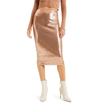 I.N.C International Concepts Womens Sequin Pencil Skirt, Beige, Small