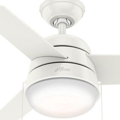 Hunter Fans 36" Aker Lighted Ceiling Fan Fresh White Finish Modern Design with LED Light Kit and WhisperWind Motor