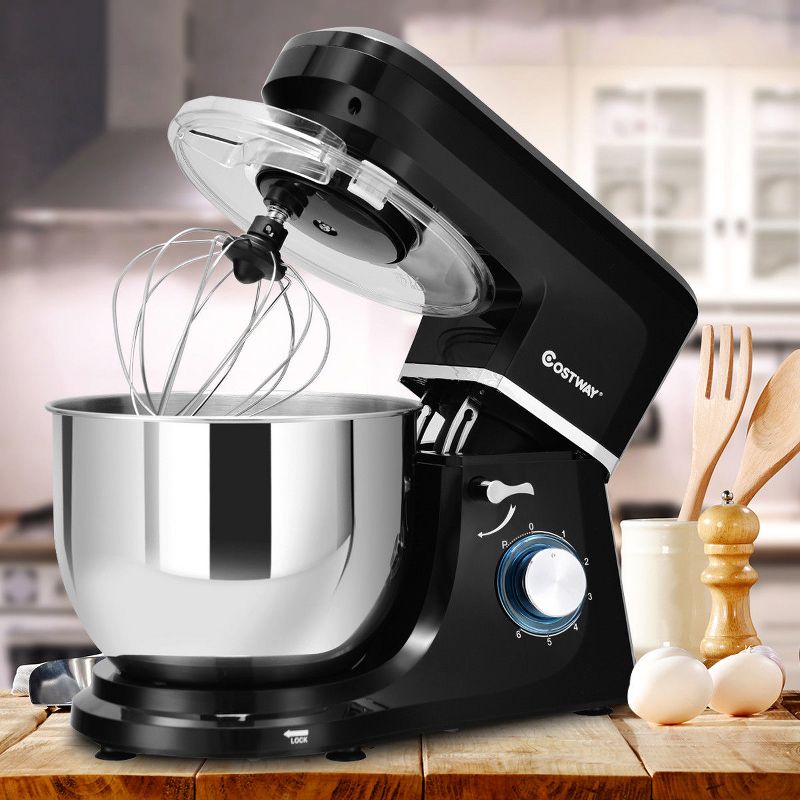Costway Tilt-Head Stand Mixer 7.5 Qt 6 Speed 660W with Dough Hook, Whisk & Beater Black, 2 of 11