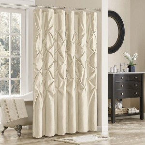 PAGED 72x72 Inch Tufted Semi-Sheer Shower Curtain with 12 Button Holes,Modern Shower Curtains for Bathroom - 1 of 4