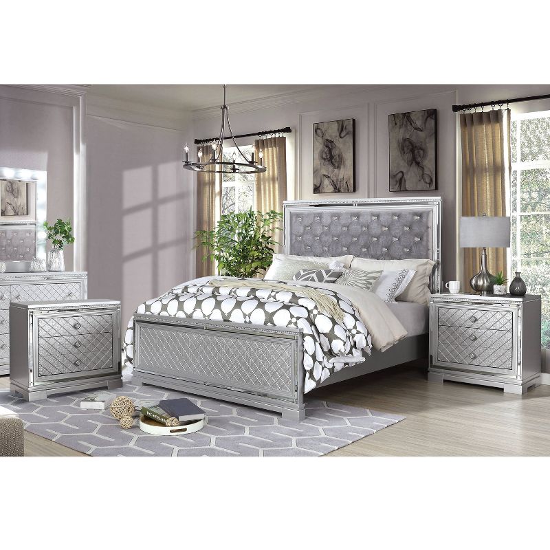 3pc Tenaya Bed with 2 Nightstands Set Silver/Gray - HOMES: Inside + Out, 3 of 17