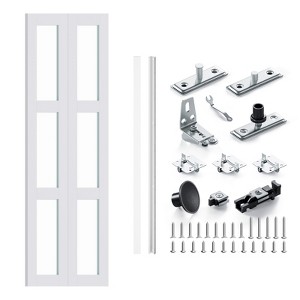 SMARTSTANDARD 78 in. Height Closet Bifold Door, Tempered 3-Lite Frosted Glass MDF White Bi-fold Door with Hardware Kit - 1 of 1