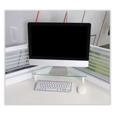 Clear Glass Corner Monitor Riser with Non-Skid Feet