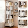 QingMoon 5 Tier Rotating Bookshelf, 360° Display Bookcase Tower, Wooden Standing Storage Rack with Wheels and Drawer for Living Room, Office - 2 of 4