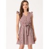 Allegra K Women's Casual Ruffled Sleeve A-Line Vintage Gingham Check Dress - 2 of 4
