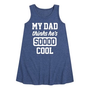 Girls' - Instant Message - Cool Dad He Thinks Graphic Sleeveless Aline Dress - 1 of 4