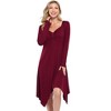 WhizMax Women's Long-Sleeve Solid Color Dress with Irregular Hem - 3 of 4