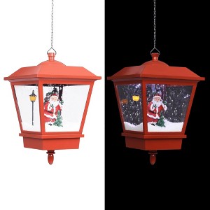 Aghana Digitals LED Christmas Hanging Lamp with Santa, Faux Snowfall & Melody, Red - 1 of 4