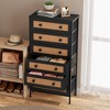 Crestlive Products 6 Drawers dressers for bedroom Rattan Dresser Storage Tower Tall Fabric Dresser with Wood Top &Wood Handles - 2 of 4