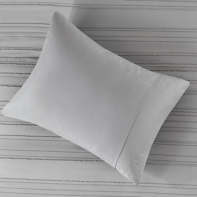 Intelligent Design Twin/Twin Extra Long Hayes Cationic Dyed Clip Jacquard Comforter Set with Throw Pillow Gray - Intelligent Design: Microfiber Bedding Set with Sham — фото 4