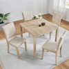 Aukfa 5-Piece Wood Dining Table Set for 4 - Modern Kitchen & Dining Room Table with 4 Beige Upholstered Chairs - 2 of 4