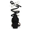 Allegra K Women's Faux Suede Open Toe Color Block Heel Lace Up Sandals - 3 of 4