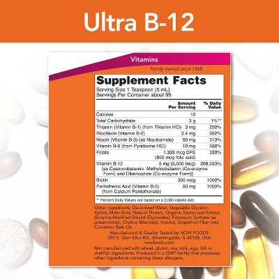 Ultra B-12 Liquid Supplement with Folic Acid and Biotin, 16 oz
