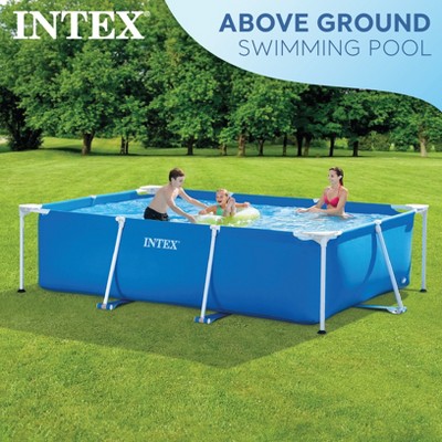Intex 9.8' Blue Rectangular Frame Above Ground Pool