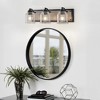 GreenEver 23'' Farmhouse Vanity Light, 3-Light Bathroom Sconce with Clear Glass Shades, Black Wood Grain Finish, Modern Industrial Design - 3 of 4