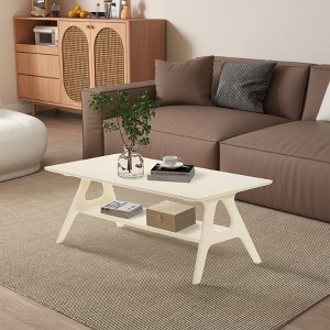 Roundhill Furniture Arona Mid-Century Modern Wood Shelf Coffee Table Off-White - 1 of 4
