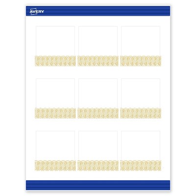 Avery Square Business Cards, Gold Lace Trim Pattern, 2.5" x 2.5"