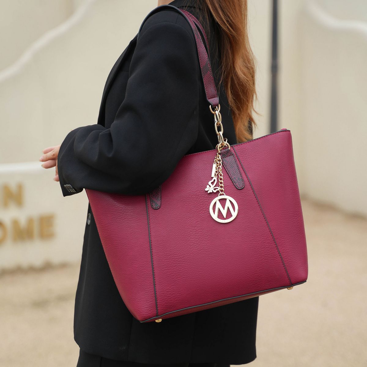 Vegan Leather Tote Bag with Matching Wristlet Wallet, Ximena | MKF Collection by Mia K - thumbnail 3
