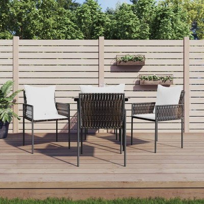 vidaXL Patio Chair 4 Pcs, Outdoor Chair Lawn Chair, Outdoor Seat with Cushions, Patio Set for Balcony Deck Garden, Modern Style, Brown Poly Rattan